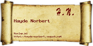 Hayde Norbert névjegykártya